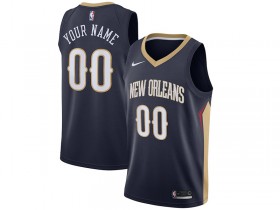 Custom New Orleans Pelicans Navy Icon Edition Swingman Jersey