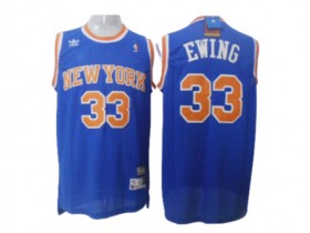 New York Knicks #33 Patrick Ewing Blue Hardwood Classics Jersey