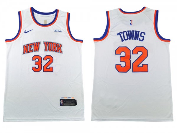 New York Knicks #32 Karl-Anthony Towns White Swingman Jersey New York Knicks #32 Karl-Anthony Towns White Swingman Jersey