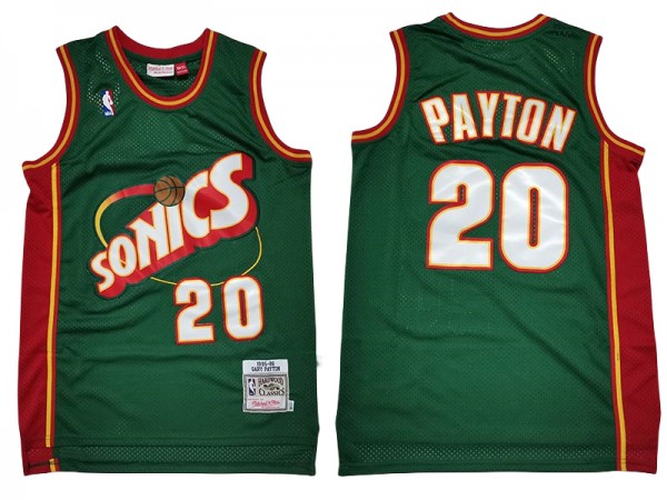 M&N Seattle SuperSonics #20 Gary Payton Green 1995-96 Hardwood Classics Jersey