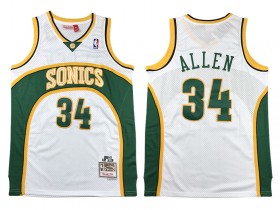 M&N Seattle SuperSonics #34 Ray Allen White 2006-07 Hardwood Classics Jersey