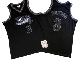 M&N Philadelphia 76ers #3 Allen Iverson Black/Black 1997/98 Hardwood Classics Jersey