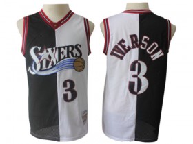 Philadelphia 76ers #3 Allen Iverson Black/White 1996-97 Hardwood Classics Jersey