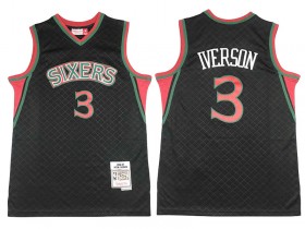 M&N Philadelphia 76ers #3 Allen Iverson Black 1996/97 Neapolitan Hardwood Classics Jersey