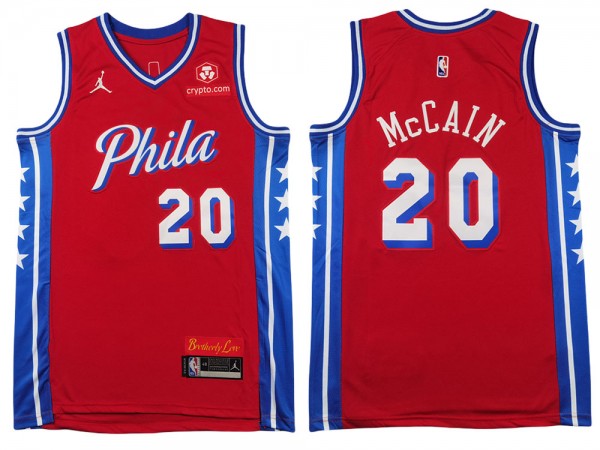 Philadelphia 76ers #20 Jared McCain Red Swingman Jersey Philadelphia 76ers #20 Jared McCain Red Swingman Jersey