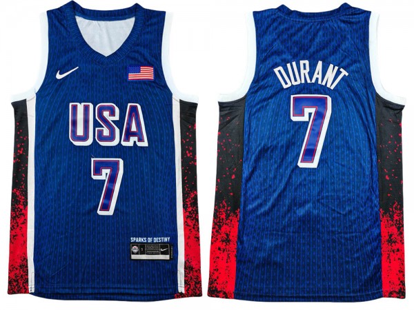 USA Basketball #7 Kevin Durant Navy 2024 Summer Olympics Jersey