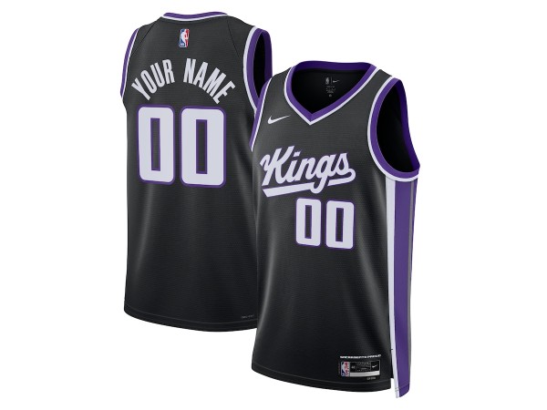 Custom Sacramento Kings Black Icon Edition Swingman Jersey