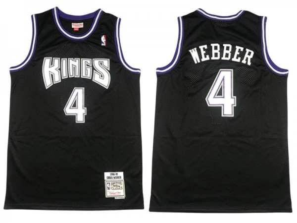 M&N Sacramento Kings #4 Chris Webber Black Hardwood Classic Jersey