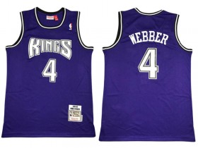 M&N Sacramento Kings #4 Chris Webber Purple Hardwood Classic Jersey