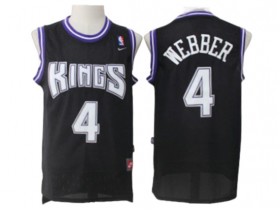 Sacramento Kings #4 Chris Webber Black Throwback Jersey