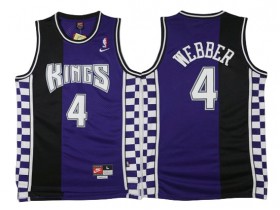 Sacramento Kings #4 Chris Webber Throwback Black/Purple Jersey