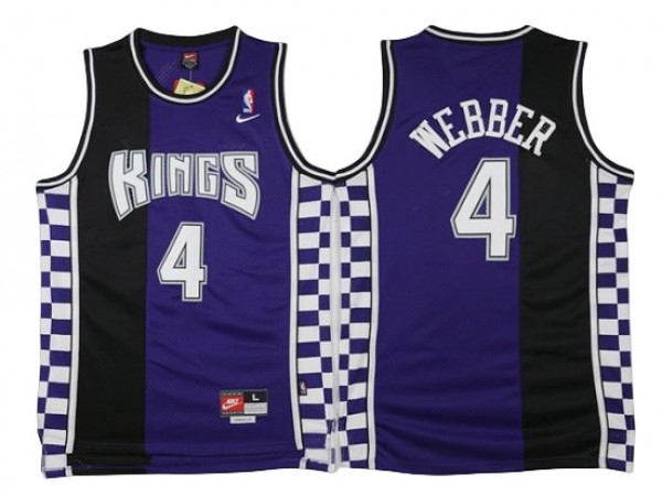 Sacramento Kings #4 Chris Webber Throwback Black/Purple Jersey