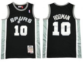 M&N San Antonio Spurs #10 Dennis Rodman Black Hardwood Classics Jersey