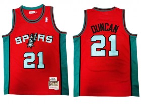 M&N San Antonio Spurs #21 Tim Duncan Red Reload 1998/99 Hardwood Classics Jersey