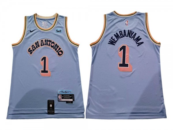 San Antonio Spurs #1 Victor Wembanyama Light Blue 2024/25 City Edition Jersey