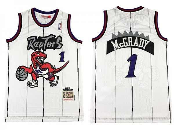 M&N Toronto Raptors #1 Tracy McGrady White 1998/99 Hardwood Classics Jersey