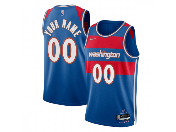 Custom Washington Wizards Blue 75th Anniversary City Edition Jersey