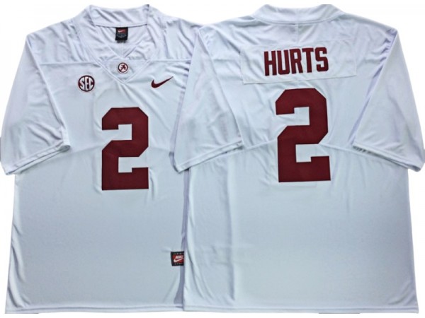 Alabama Crimson Tide #2 Jalen Hurts White Football Jersey