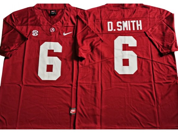 Alabama Crimson Tide #6 DeVonta Smith Red Football Jersey