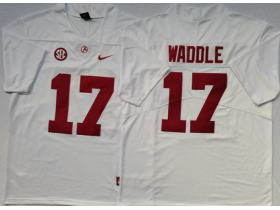 NCAA Alabama Crimson Tide #17 Jaylen Waddle White College Football Jersey
