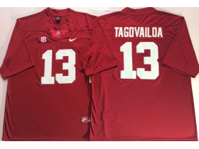 NCAA Alabama Crimson Tide #13 Tua Tagovailoa Red College Football Jersey