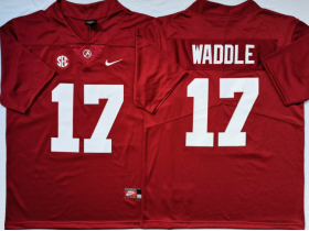 NCAA Alabama Crimson Tide #17 Jaylen Waddle Red College Football Jersey