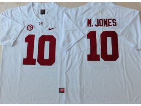 NCAA Alabama Crimson Tide #10 Mac Jones White Football Jersey