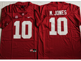 NCAA Alabama Crimson Tide #10 Mac Jones Red Football Jersey