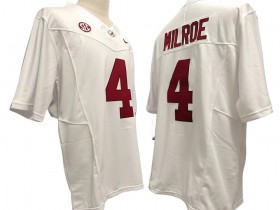 NCAA Alabama Crimson #4 Jalen Milroe White Vapor F.U.S.E. Limited Jersey