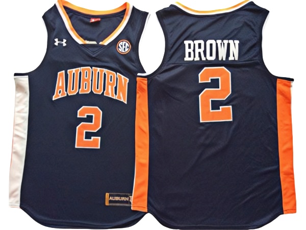 Auburn Tigers #2 Bryce Brown Navy Basketball Jersey - Custom