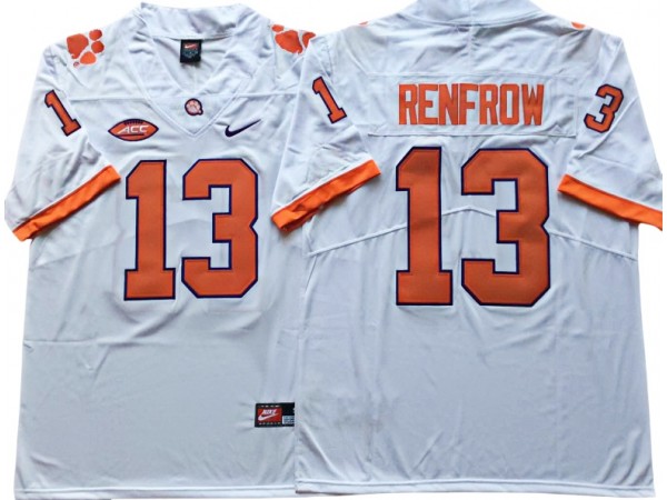 Clemson Tigers #13 Hunter Renfrow White Football Jersey