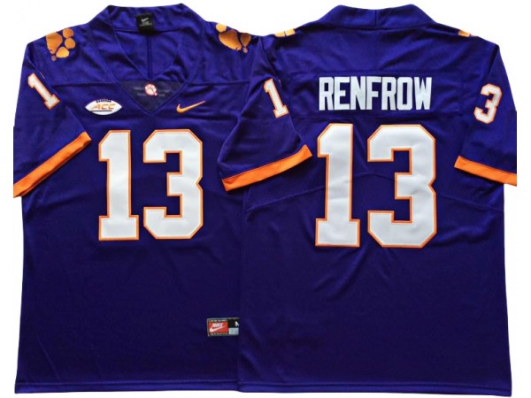 Clemson Tigers #13 Hunter Renfrow Purple Football Jersey