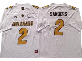 NCAA Colorado Buffaloes #2 Shedeur Sanders White/Gold College Football Jersey