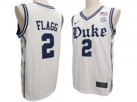 Duke Blue Devil #2 Cooper Flagg White/Navy Basketball Jersey