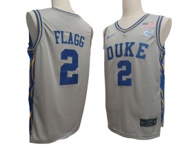 Duke Blue Devil #2 Cooper Flagg Gray Basketball Jersey