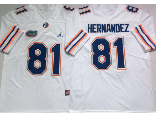 NCAA Florida Gators #81 Aaron Hernandez White College Football Jersey