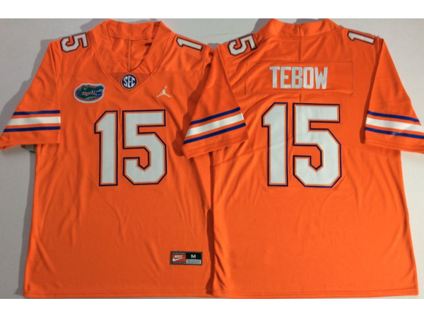 NCAA Florida Gators #15 Tim Tebow Orange College Football Jersey