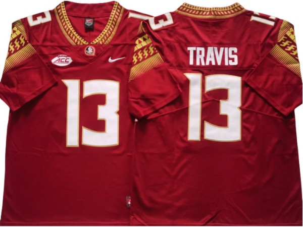 Florida State Seminoles #13 Jordan Travis Red College Football Jersey