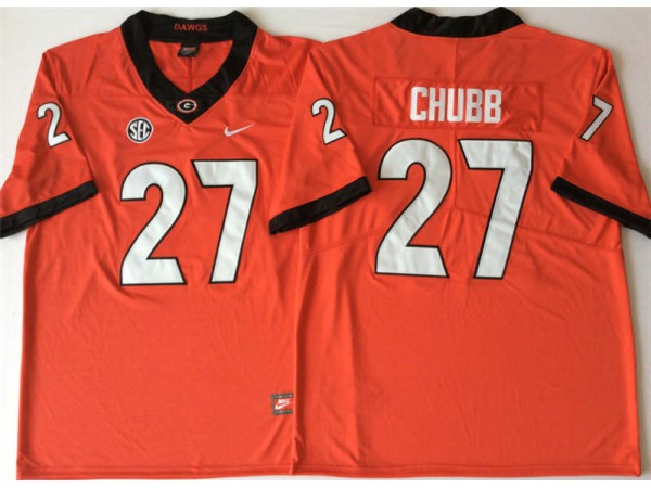 NCAA Georgia Bulldogs #27 Nick Chubb Red College Football Jersey