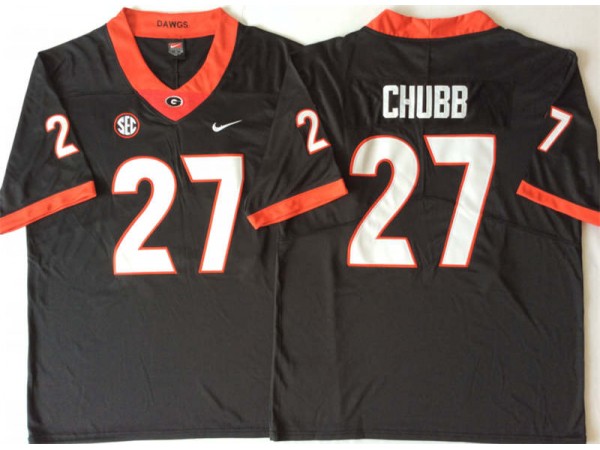 NCAA Georgia Bulldogs #27 Nick Chubb Black College Football Jersey