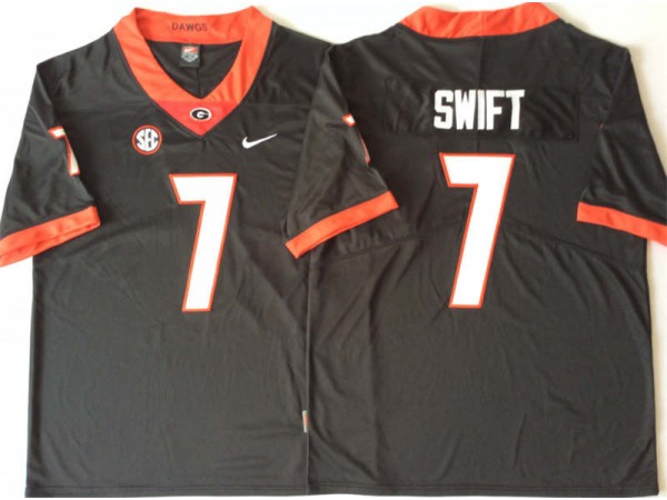 NCAA Georgia Bulldogs #7 D'Andre Swift Black College Football Jersey