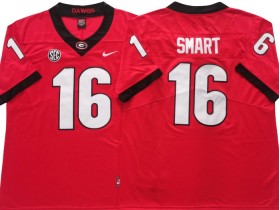 NCAA Georgia Bulldogs #16 Kirby Smart Red College Football Jersey