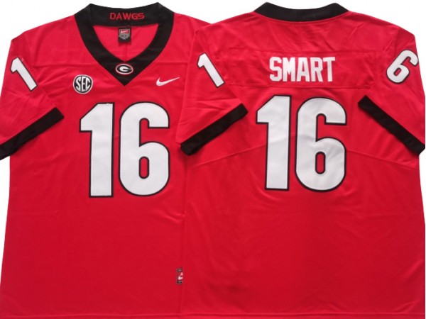 NCAA Georgia Bulldogs #16 Kirby Smart Red College Football Jersey