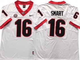 NCAA Georgia Bulldogs #16 Kirby Smart White College Football Jersey