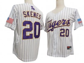 LSU Tigers #20 Paul Skenes White Pinstripe Baseball Jersey