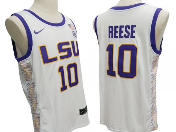 LSU Tigers #10 Angel Reese White Basketball Jersey