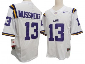 NCAA LSU Tigers #13 Garrett Nussmeier White Vapor F.U.S.E. Limited Jersey