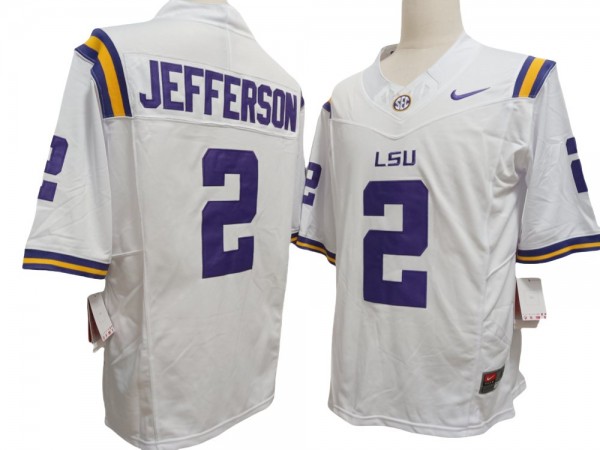 NCAA LSU Tigers #2 Justin Jefferson White Vapor F.U.S.E. Limited Jersey