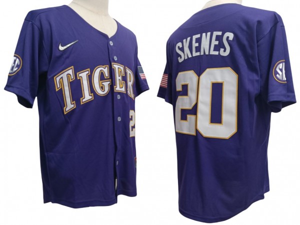 LSU Tigers #20 Paul Skenes Purple Baseball Jersey