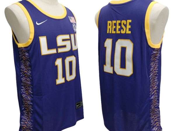 LSU Tigers #10 Angel Reese Purple Basketball Jersey